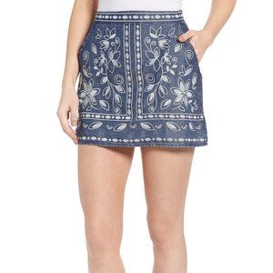 Embroidered Denim Miniskirt